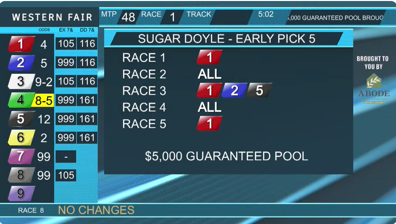 knows_lou's tweet photo. Friday-Early P5 includes a pair of singles and the "ALL" button used on two other races for @SugarDoyle @TheRacewayWFD https://t.co/XSs2gOwaNr
