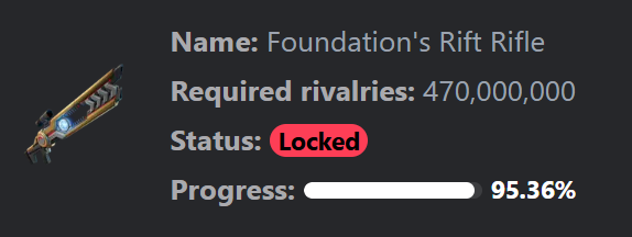The Foundation Team is very close to unlock the Rift Rifle. Expect this ...