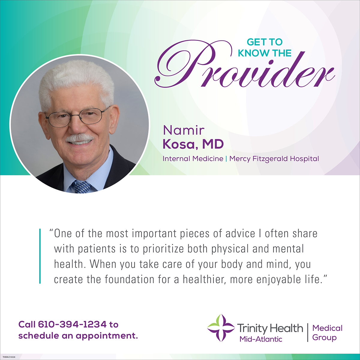 trinityhealthma's tweet image. Meet Namir Kosa, MD, a Trinity Health Mid-Atlantic internal medicine physician with more than 50 years of experience helping patients navigate complex conditions and improve their health. Read more about Dr. Kosa: bit.ly/3Pjz0y1

#GetToKnow #ProviderSpotlight #Healthcare