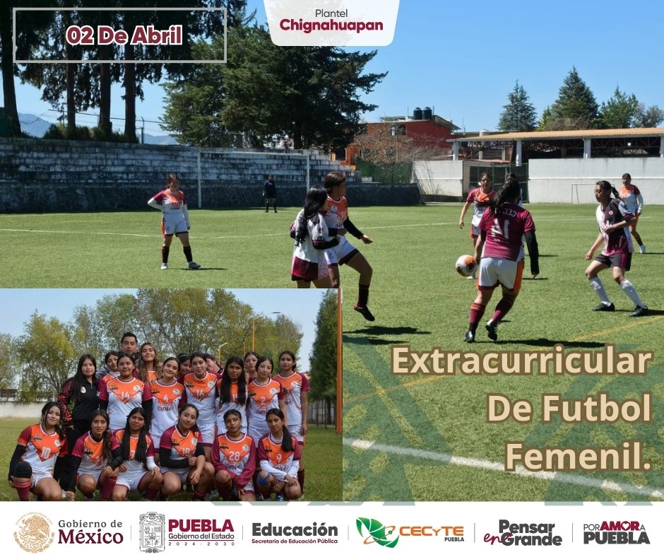 ⚽💙 La extracurricular de fútbol femenil de CECyTE Chignahuapan se destaca por su fuerza, esfuerzo y unidad.

¡Gracias por inspirarnos con su pasión y determinación! 🙌🔥

#PorAmorAPuebla #PensarEnGrande #CECyTEPuebla #HazloEnGrande #OrgulloCecyte