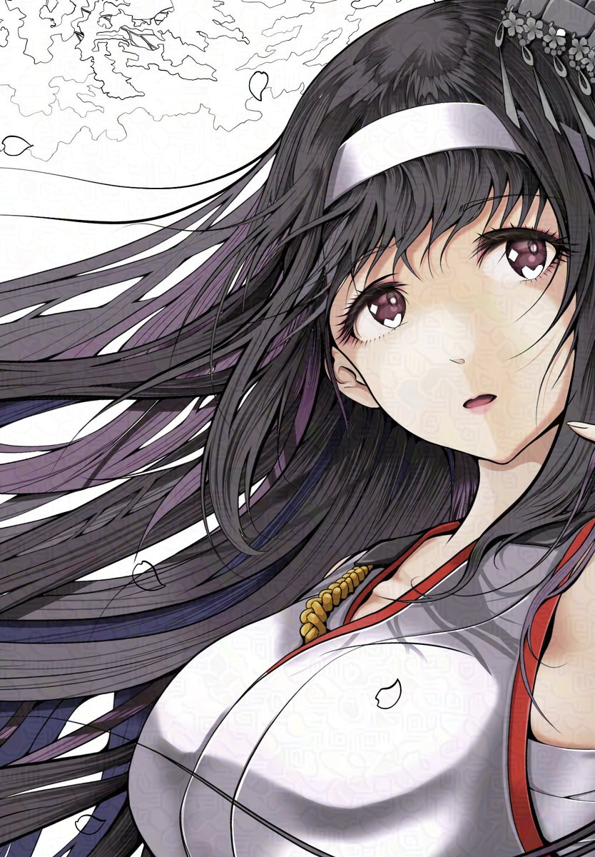 扶桑(艦これ) 「早起きお絵描き 今日中には仕上げたいです」|おかめのイラスト