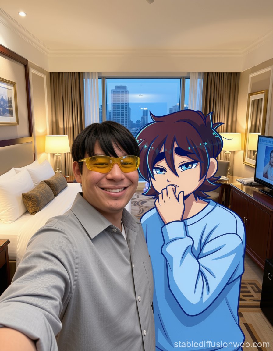 Me and <a href="/PantslessPajama/">PantslessPajamas</a> in a nice hotel room.