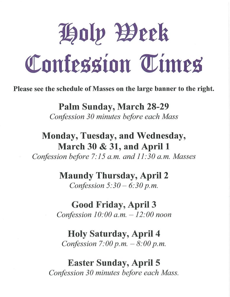 stpatricksnola's tweet photo. Please join us for Confession this Holy Week! https://t.co/hf1Rg6oE0O