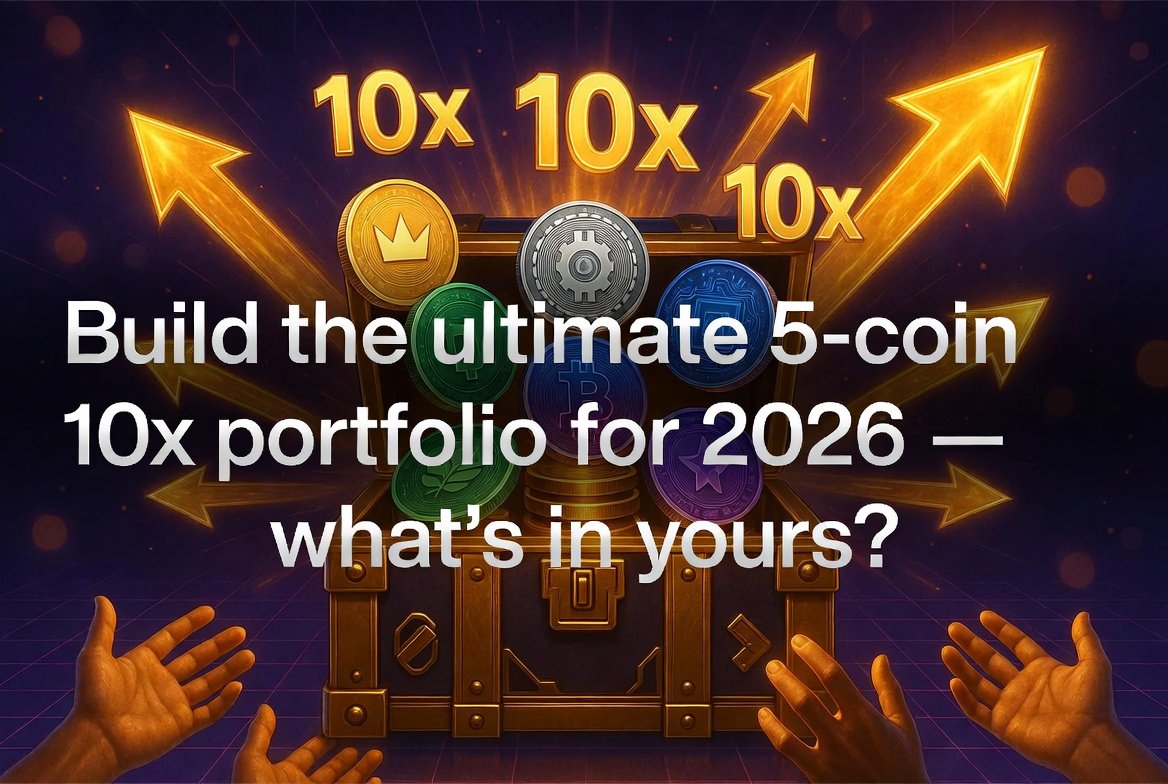 CryptoThro's tweet image. Build the ultimate 5-coin portfolio for 10x gains in 2026.

List them + quick reason why each one makes the cut 

Let’s see what the squad is cooking!

#CryptoPortfolio