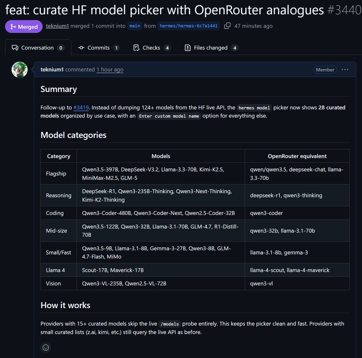 Hermes Agent adds Hugging Face provider with 28 curated models