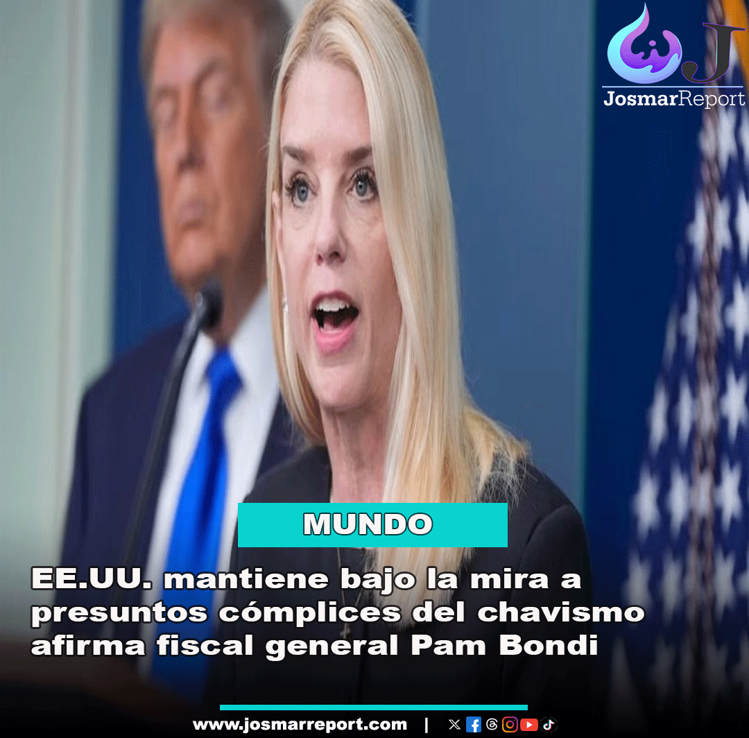 josmarreport's tweet photo. EE.UU - EE.UU. mantiene bajo la mira a presuntos cómplices del chavismo, aseguró Pam Bondi. La fiscal confirmó que hay “muchos no imputados” bajo investigación en distintas jurisdicciones, aunque evitó dar nombres.

#EEUU #Venezuela #Chavismo #UltimaHora #Política #Justicia https://t.co/HZWT0zsZiX