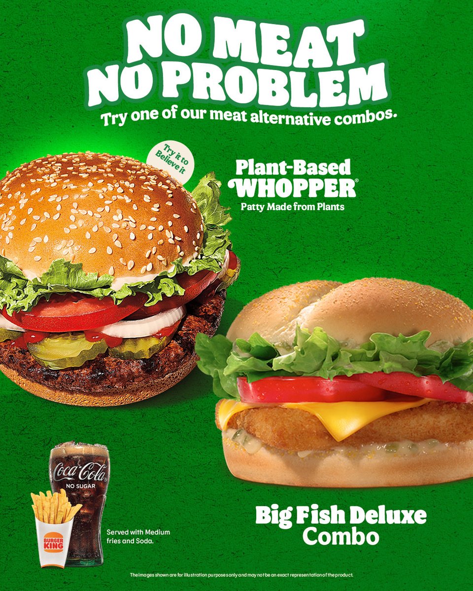 bkjamaica's tweet image. No meat? No stress 😌🌱
Craving that crispy bite? We’ve got you 👀🐟

Go Plant-Based Whopper 🌿🍔 or Big Fish Deluxe 🔥
There’s a combo for every mood.

Try it to believe it ✨

#BKJamaica #HaveItYourWay #PlantBasedChickNSandwich #BigFishDeluxe