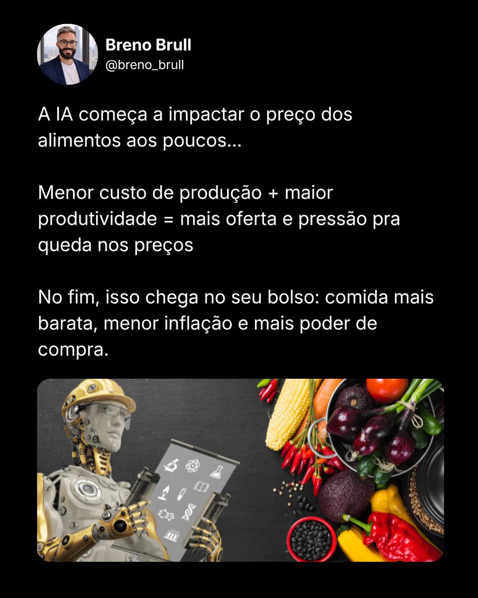 BrenoBrull's tweet photo. Tecnologia não é só inovação… é economia na prática.

Quando uma máquina consegue reduzir em até 80% os custos no campo e ainda aumentar a produtividade, isso não fica só no produtor, chega no preço dos alimentos, na inflação e, principalmente, no seu bolso. https://t.co/SCJSxe879Q