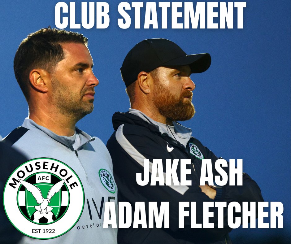 MouseholeAFC's tweet photo. CLUB STATEMENT

Mousehole AFC can confirm that First Team Manager Jake Ash and Director of Football Adam Fletcher will step down at the end of the season.

Between them, they’ve helped shape the most successful period in the club’s history – from promotions and titles to establishing a culture and identity that’s put Mousehole on the map.

In a heartfelt statement, Jake speaks honestly about the demands of the role after seven relentless years, Adam reflects on the people and memories that made his time so special, and Chair Deryk Heywood pays tribute to the commitment, detail and energy both have given the club.

Read the full statement 👇
https://t.co/ZNeYJMMvtt