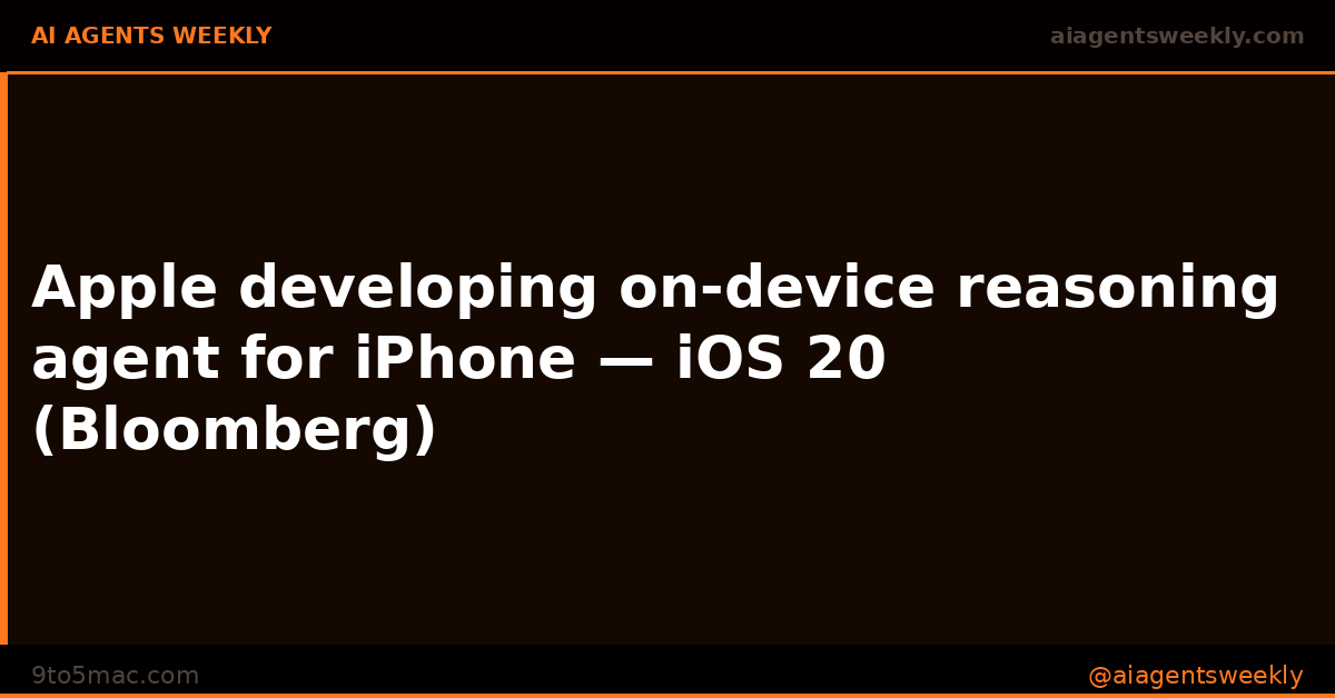 aiagentsweekly's tweet photo. On-device reasoning changes the game. No cloud dependency. No latency. No data leak.

Apple's building inference into iOS 20—autonomous agents just got teeth. This is the shift from cloud-dependent bots to truly independent systems.

The future isn't connected. It's sovereign.

https://t.co/SPROKqVjET