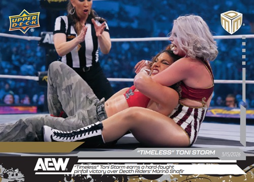 wrestlingcards's tweet image. 2026 @UpperDeckSports AEW Match Dated Moments trading cards from Revolution are available in the Upper Deck E-pack store until 4/3/26. #AEW #UpperDeck #MatchDatedMoments #AEWRevolution #WrestlingCards #WrestlingTradingCards