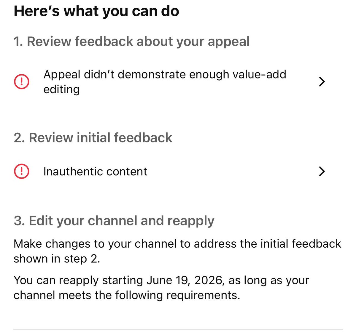 McKnightsterYT's tweet photo. I honestly can’t believe @TeamYouTube denied my demonetization appeal. My channel is built around original Minecraft let’s plays and mod reviews. I submitted a detailed 5-minute appeal explaining my content and process, and now they’re taking my monthly revenue over a claim of “inauthentic content.”