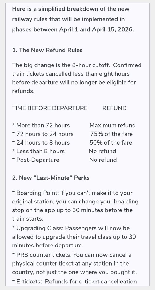 ChuruJunct69936's tweet photo. New Rules regarding Cancellation of Tickets.  Railway Minister Shri @AshwiniVaishnaw  took this step to decrease agents booking System. @drmbikaner @NWRailways https://t.co/fwNyeMpkvi