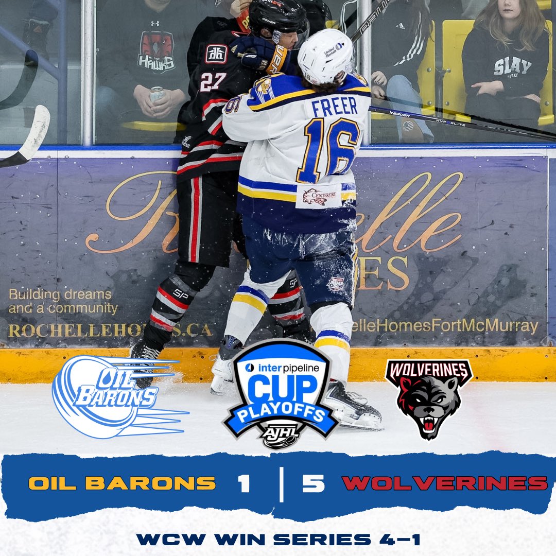 MOBHockey's tweet photo. Final.
Whitecourt takes the series and the Oil Barons 25-26 season comes to a close. #GoMOBGo https://t.co/9zF8aHsHDR