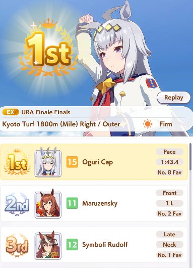 andi_nyan's tweet photo. It's still March 27th in the US, so happy birthday, Oguri Cap. I still cherish getting to learn about both the horse and the umamusume over the last several months. 

This was from my first ever time playing Pretty Derby that she managed to clear on the first try.

#oguricap https://t.co/dcDtGHbCxo