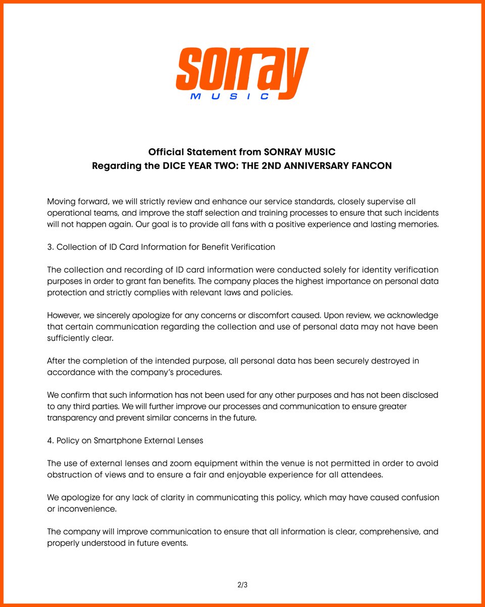 sonraymusic's tweet photo. ประกาศจาก SONRAY MUSIC

-

Official Statement from SONRAY MUSIC

#DICE_SONRAY
#SONRAYMUSIC https://t.co/J2QjSKmm1g