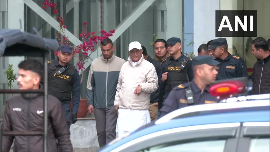 Kathmandu, Nepal: Former Nepal Prime Minister KP Sharma Oli being brought out of District Police Range, Kathmandu, to be taken to the hospital for a medical checkup. He was brought here after being taken into custody from his residence in Gundu, Bhaktapur, by Nepal Police.