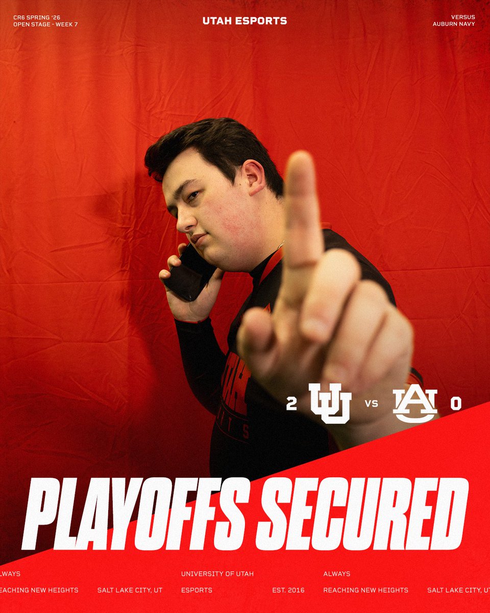 UUtah_Esports's tweet photo. Playoffs is Calling📞

Utah take down Auburn Navy and will move on to the CR6 playoffs next Tuesday🔥

#UtahR6 | #ReachNewHeights https://t.co/2JPkz4nb9i