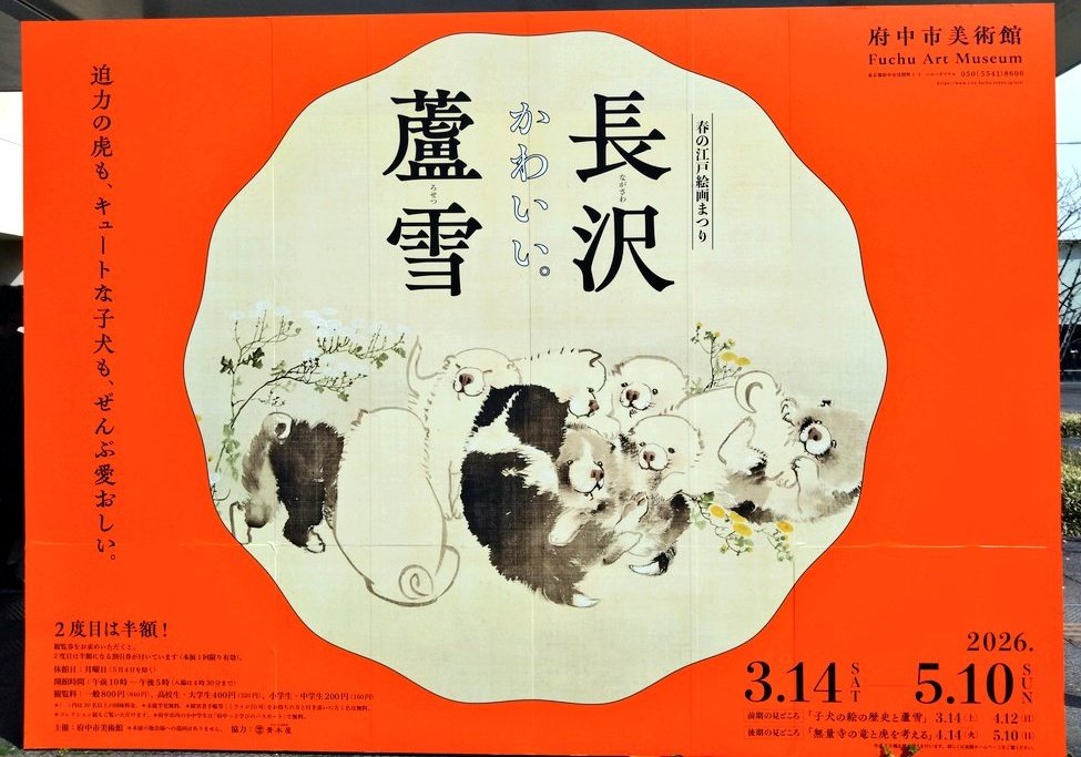 府中市美術館『長沢芦雪』に行って来ました😊
平日に行きましたが……チケットを買うのに20分ぐらい並びました😖
並んでも観たいカワイさがある長沢芦雪の犬🐕️
前期はわんわんパラダイスで色々な犬の表情が観られてサイコー😍
後期の見どころの龍虎図襖も観に行きたいな🤔
#長沢芦雪 #府中市美術館