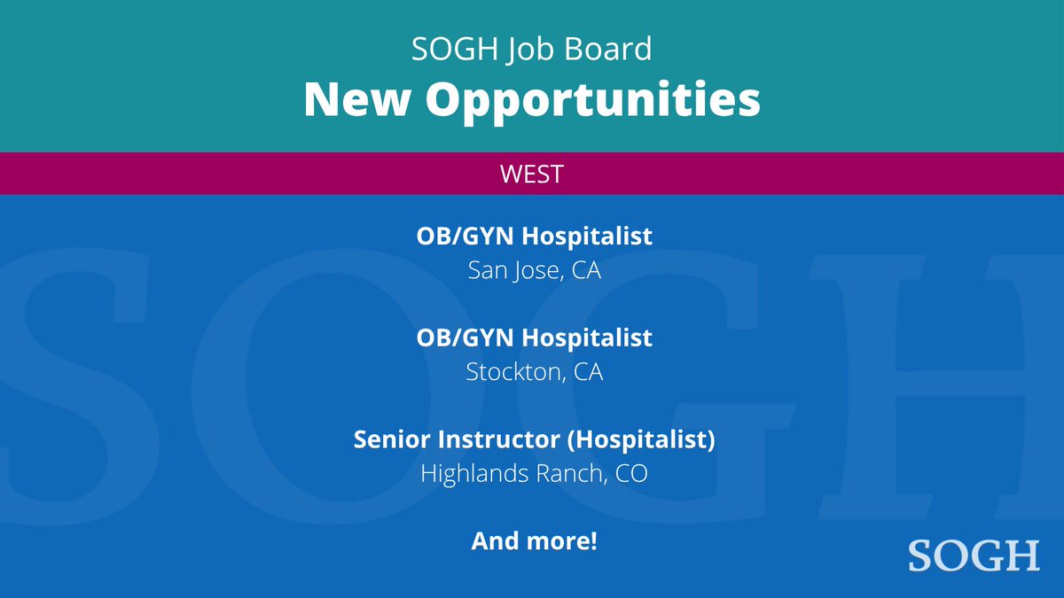 sogh_official's tweet photo. Don't miss the latest opportunities posted on the SOGH Job Board! Click here to learn more: https://t.co/0YOFJfjq5I 

#obgyn #sogh #nowhiring #jobopportunities #medicalprofessional https://t.co/Rs7JWY5jlC