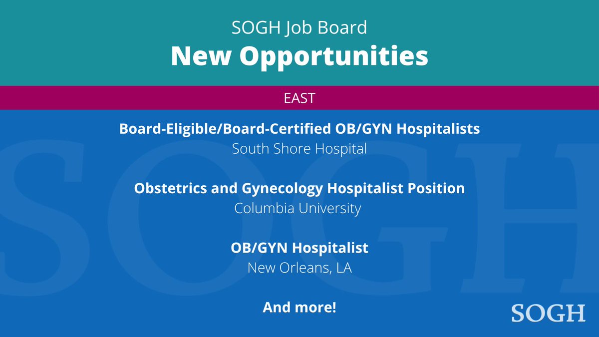 sogh_official's tweet photo. Don't miss the latest opportunities posted on the SOGH Job Board! Click here to learn more: https://t.co/0YOFJfjq5I 

#obgyn #sogh #nowhiring #jobopportunities #medicalprofessional https://t.co/Rs7JWY5jlC