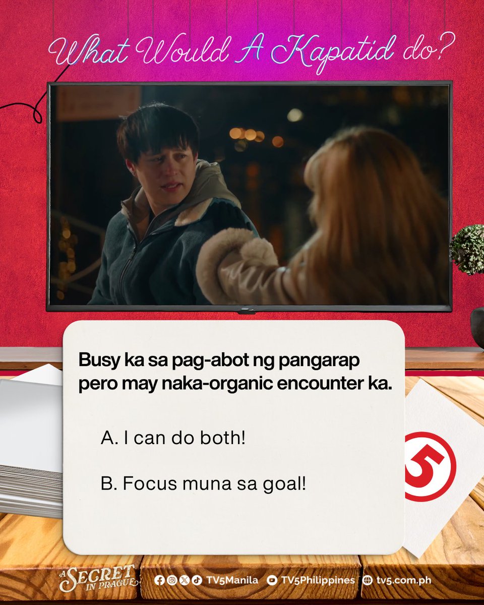 TV5manila's tweet photo. #WhatWouldAKapatidDo? | Career muna…pero may dumating! 😳
Kaya bang i-balance o kailangang mag-focus?

Abangan sina Andrea Brillantes at Enrique Gil sa #ASecretInPragueTV5—NGAYONG APRIL NA sa TV5! https://t.co/uf8P3E72AL