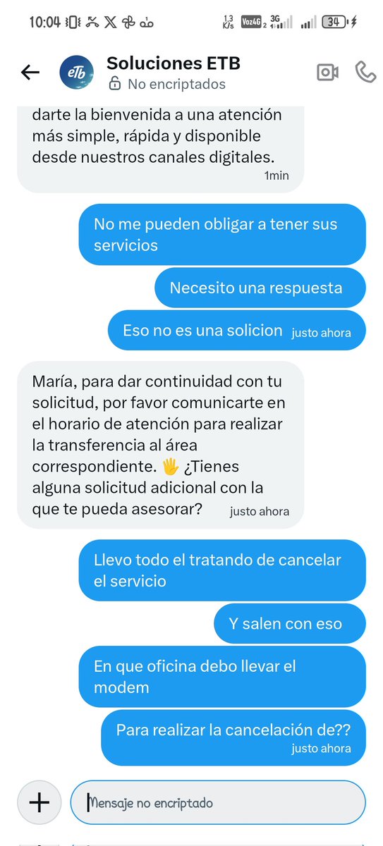 marilau16's tweet photo. Todo un dia tratando de cancelar los servicios con esta empresa @ETBsoluciones y salen con esto?? Esto. Un abuso por completo @sicsuper https://t.co/C2HXWNrsix