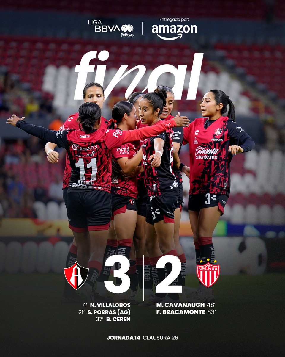LigaBBVAFemenil's tweet photo. 🌙 Noche de goles y triunfo Rojinegro en el 🏟️ Jalisco. ❤️🔥
📦 #MarcadorFinal: entregado por @amazonmex
#ATSvsNEC | #EntregamosTodoPorElFut | #AmazonMX https://t.co/3Ttk6NFyJQ