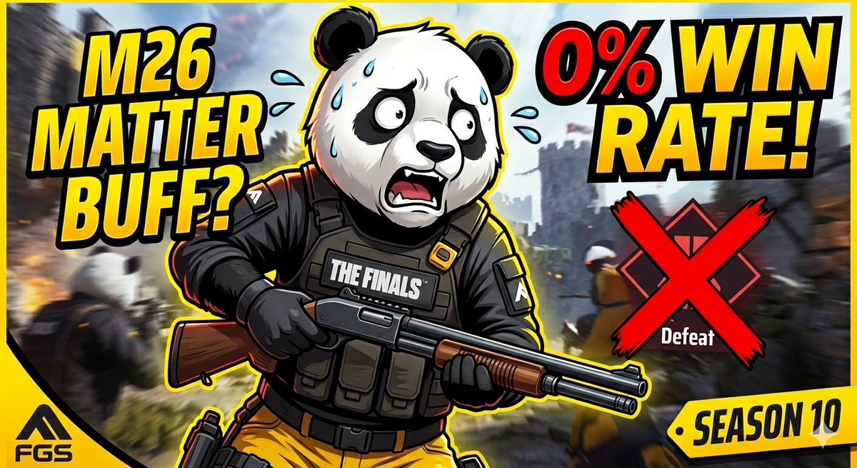For_GitYT's tweet photo. The M26 Matter buff is a LIE. 💀 >
Running the '0% WIN RATE' challenge in #TheFinals Season 10 and it’s pure chaos. Is this shotgun actually meta or am I just trash? 🐼🔥

PREMIERE DROPS AT 7:30 AM: https://t.co/DJPl3abeCd

#TheFinalsGame #FGS #Gaming #M26Matter https://t.co/58H1UwAmuG