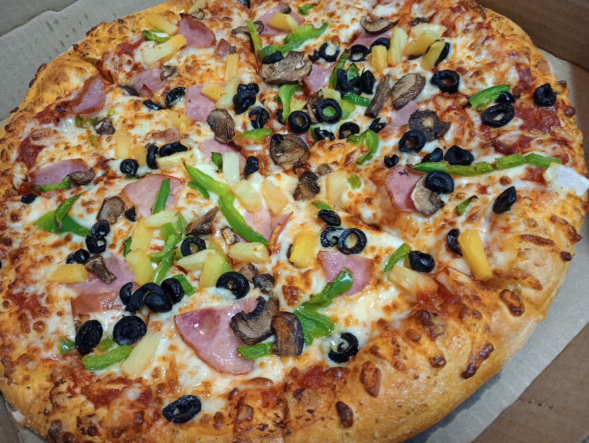 JamieG2019's tweet photo. I had a doctor's appointment that ran late today. I got an adjustment done. I feel like I was hit by a truck. My mom decided to get 2 pizzas from Dominos for dinner. https://t.co/exFkjGXcgs