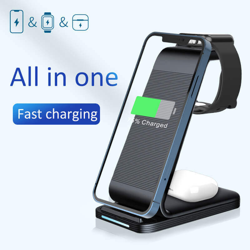 EOrangame's tweet photo. Our 3-in-1 magnetic wireless charging dock lets you charge your iPhone, iWatch, and AirPods simultaneously in one easy-to-use location! Fast charging, excellent heat dissipation, and works even through drafts. This is your one-of-a-kind charging experience. ✨ #WirelessCharger https://t.co/ar7nmdUGuW