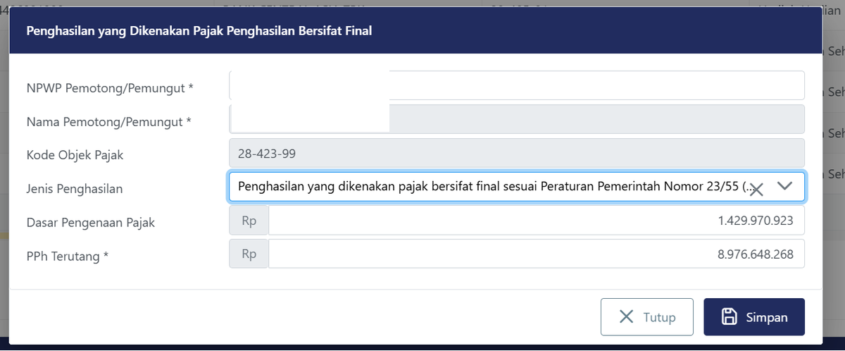 jatis123's tweet photo. namun pph terhutang salah saya betulkan / tidak terdapat pesan error seperti di gambar. itu kenapa ya kak ? kalo tidak dibetulkan angka otomatis 8,9 M di pph https://t.co/czDWOENjEm