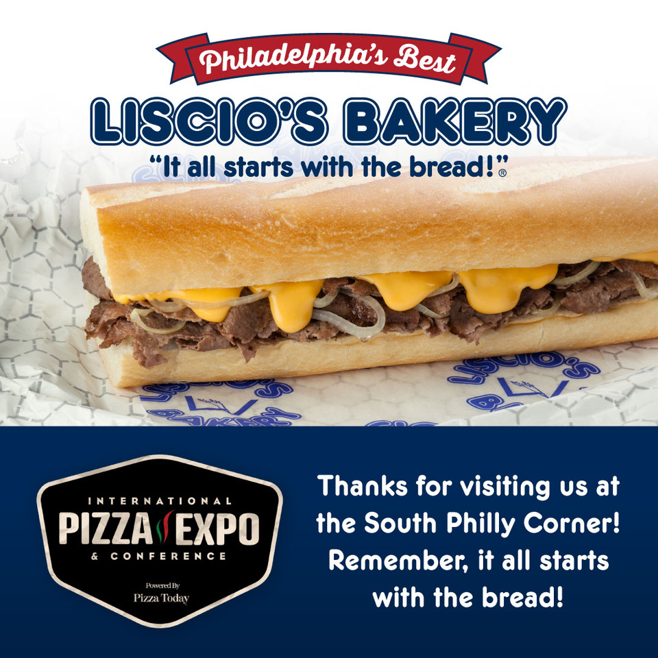 LisciosBakery's tweet photo. Pizza Expo was one for the books! Thanks to everyone who visited us at the South Philly Corner. We loved bringing the flavor, the Philly pride, and of course, the bread.

#PizzaExpo #LisciosBakery https://t.co/vLUV039WCQ