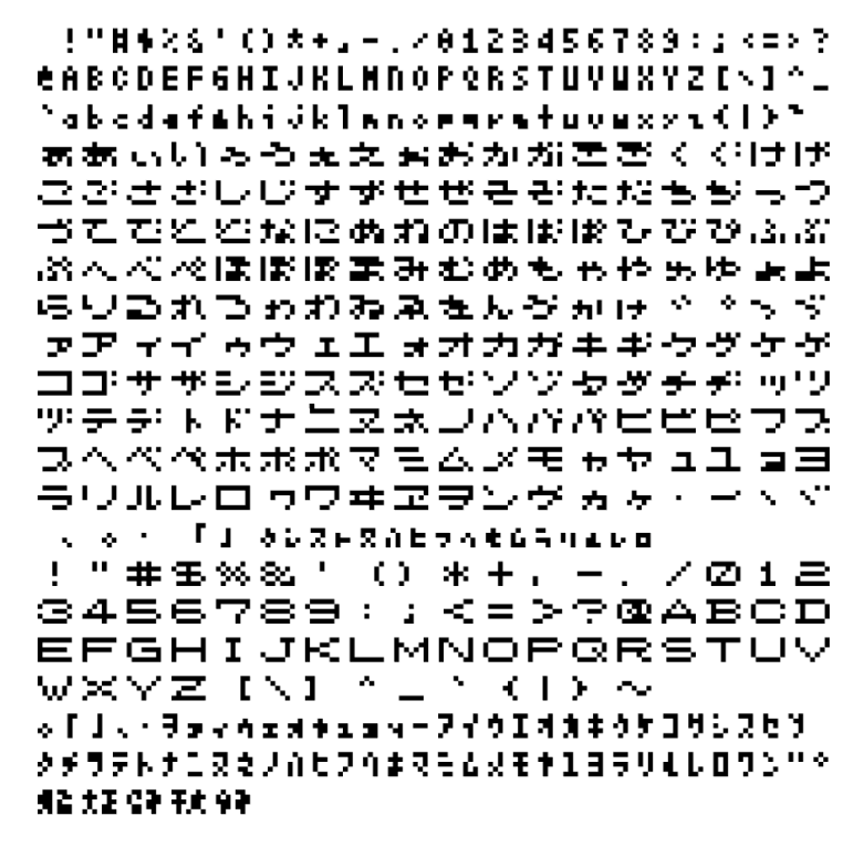 以前作った「５×７ドット文字」を
リベンジするべく #FontStruct で作り直し中。
なお、半角文字は #5x3pixelfont と共通です。