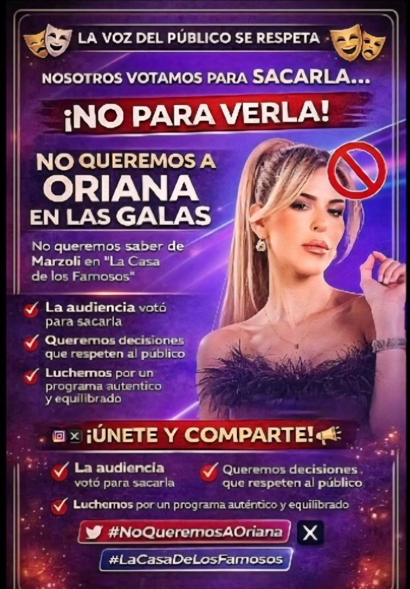 LiahAngelik's tweet photo. @CeciMuoz271593 @Jimenagallegotv #FueraOrianaDeLasGalas  @TLMDRealities @TelemundoPR @endemolshine @LaJefaTLMD https://t.co/NCVFWhe3NA