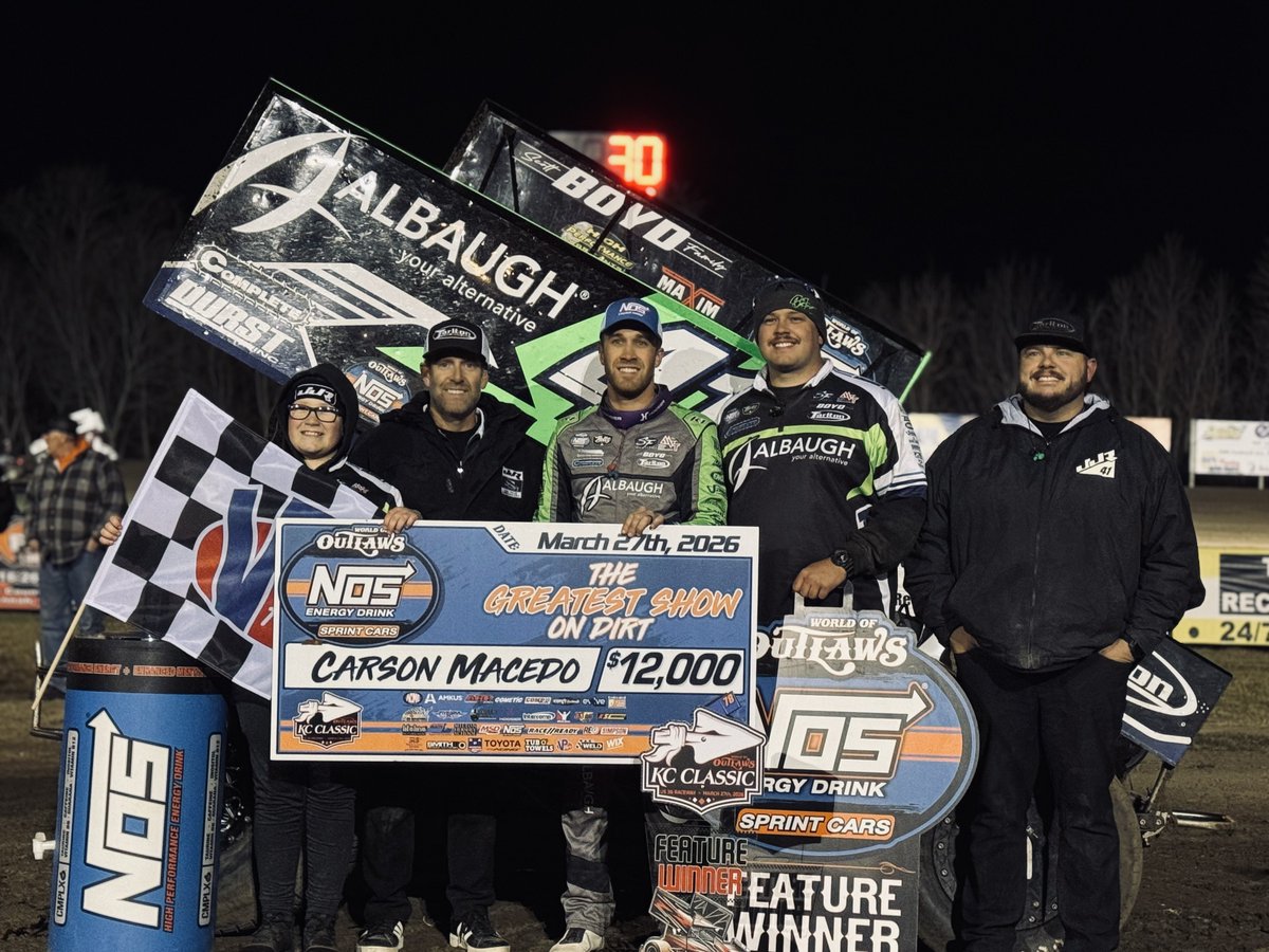 It’s a home state win for <a href="/JJR41Updates/">Jason Johnson Racing</a> 🏡

The Missouri-based operation secures its first World of Outlaws <a href="/NosEnergyDrink/">NOS Energy Drink</a> Sprint Car victory of 2026 and the 83rd since the Ragin’ Cajun created JJR!