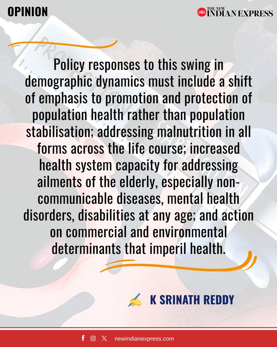 NewIndianXpress's tweet image. #OPINION | India has changed its approach to #population growth from the earlier neo-Malthusian alarm borrowed from the West. Now the focus must shift to its impact on resources, not just Parliament seats.

✍️K Srinath Reddy
🔗newindianexpress.com/opinion/2026/M…

@thePHFI @MoHFW_INDIA