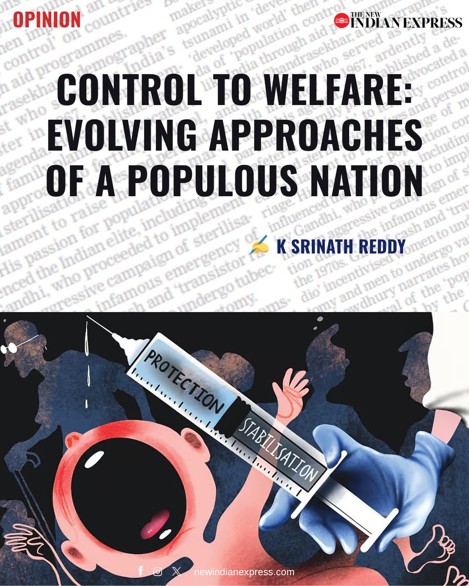NewIndianXpress's tweet image. #OPINION | India has changed its approach to #population growth from the earlier neo-Malthusian alarm borrowed from the West. Now the focus must shift to its impact on resources, not just Parliament seats.

✍️K Srinath Reddy
🔗newindianexpress.com/opinion/2026/M…

@thePHFI @MoHFW_INDIA