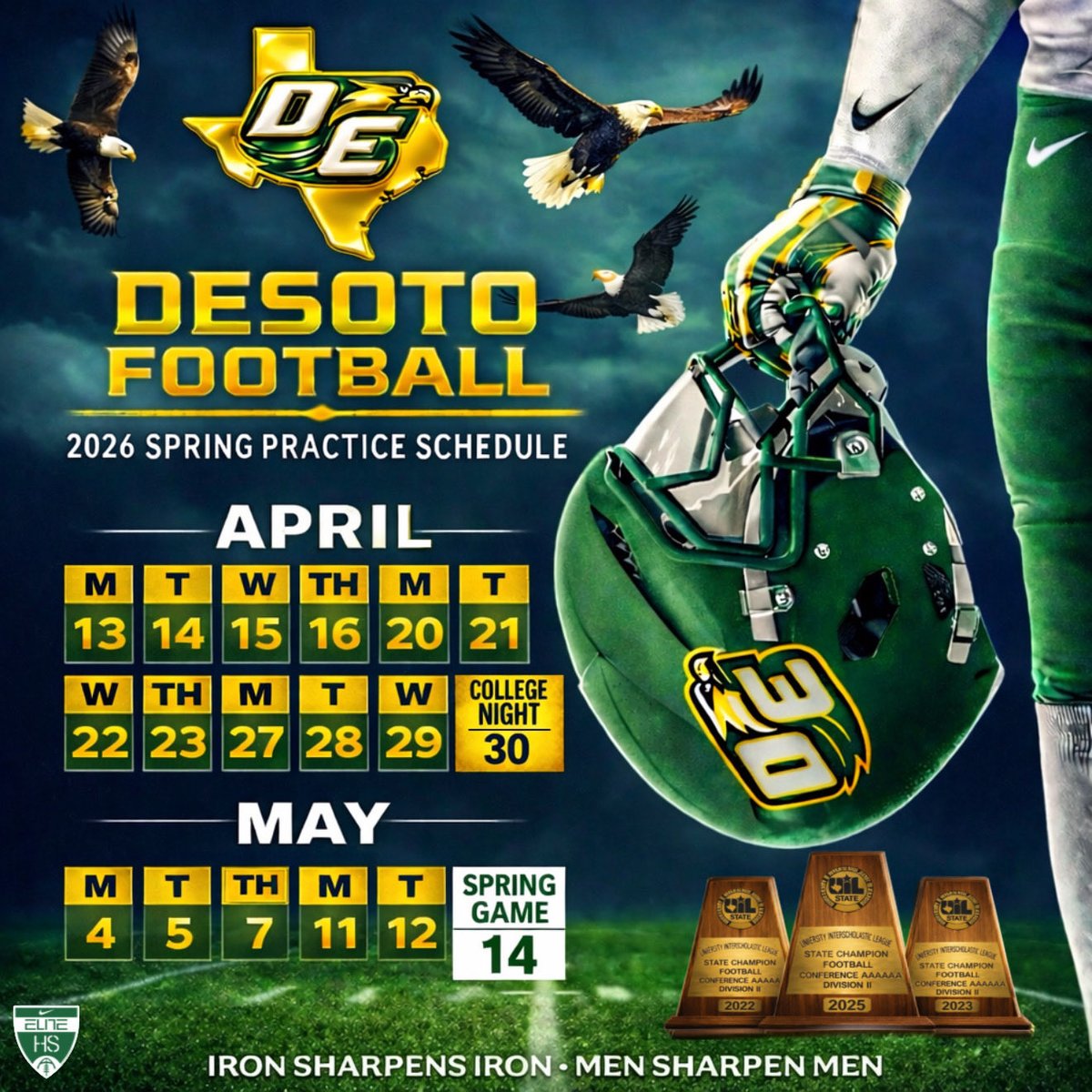 It’s almost time.  Different district, different classification, same goal!  We Are DeSoto!  #DeSotoU