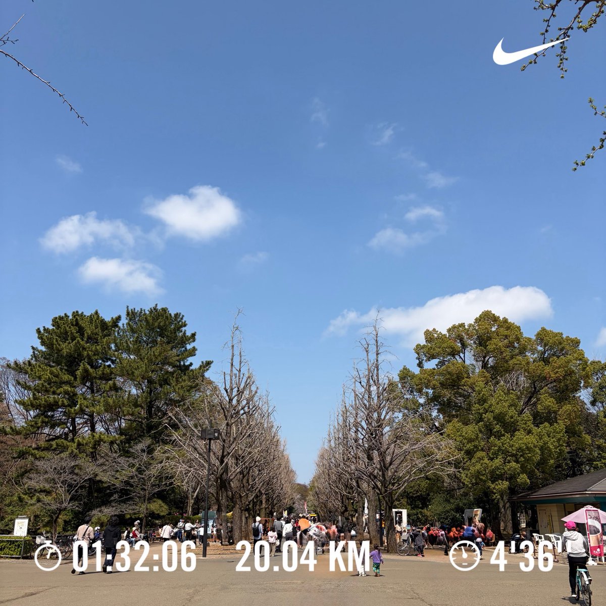 haroki18's tweet photo. ぽかぽか陽気の中、イージーラン20.04km🏃‍➡️👟💨
@4'36"
🌸が咲き始めて花見客がいっぱい😳 https://t.co/NYqXmaptJM