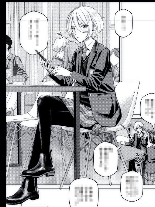 次作の主人公。百合漫画です(一般)。フォークの先に何もないのは作画途中だから… 