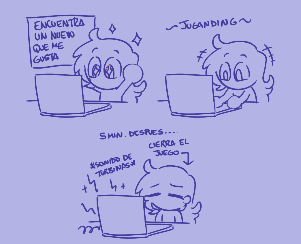 KonaNeko2's tweet image. Moments of frustration...😭💧

1. I find a game I like
2. I start playing it
3. My laptop starts sounding like a jet engine

#art #comicartist