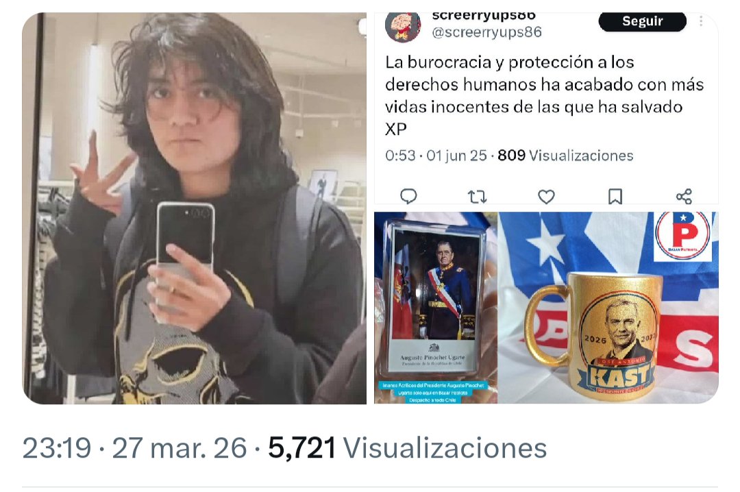 ZaphkielNamael's tweet photo. @PresidenteKast Entren a ver la cuenta del asesino, militante del @PRChile y seguidor de @joseantoniokast, el chile de Kast se cae a pedazos.

#gobiernoterminado https://t.co/Eb9dEZJFuR