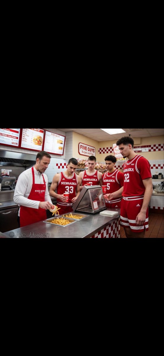 Love that my <a href="/IowaHoops/">Iowa Men’s Basketball</a> can count. Also love that <a href="/Huskers/">Nebraska Huskers</a> have been granted a lifetime supply of burgers at <a href="/FiveGuys/">Five Guys</a> #elite8