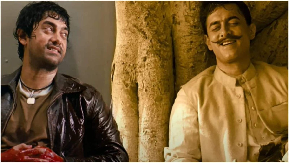 Apna_Bollywood's tweet photo. THE AAMIR KHAN CINEMA that inspired us, entertained us and filled us with TRUE PATRIOTISM, real emotions and heartfelt storytelling. 
Unfortunately, andhbhakts won't understand this because they were in diapers that time 💥 https://t.co/30MXjmUCLz