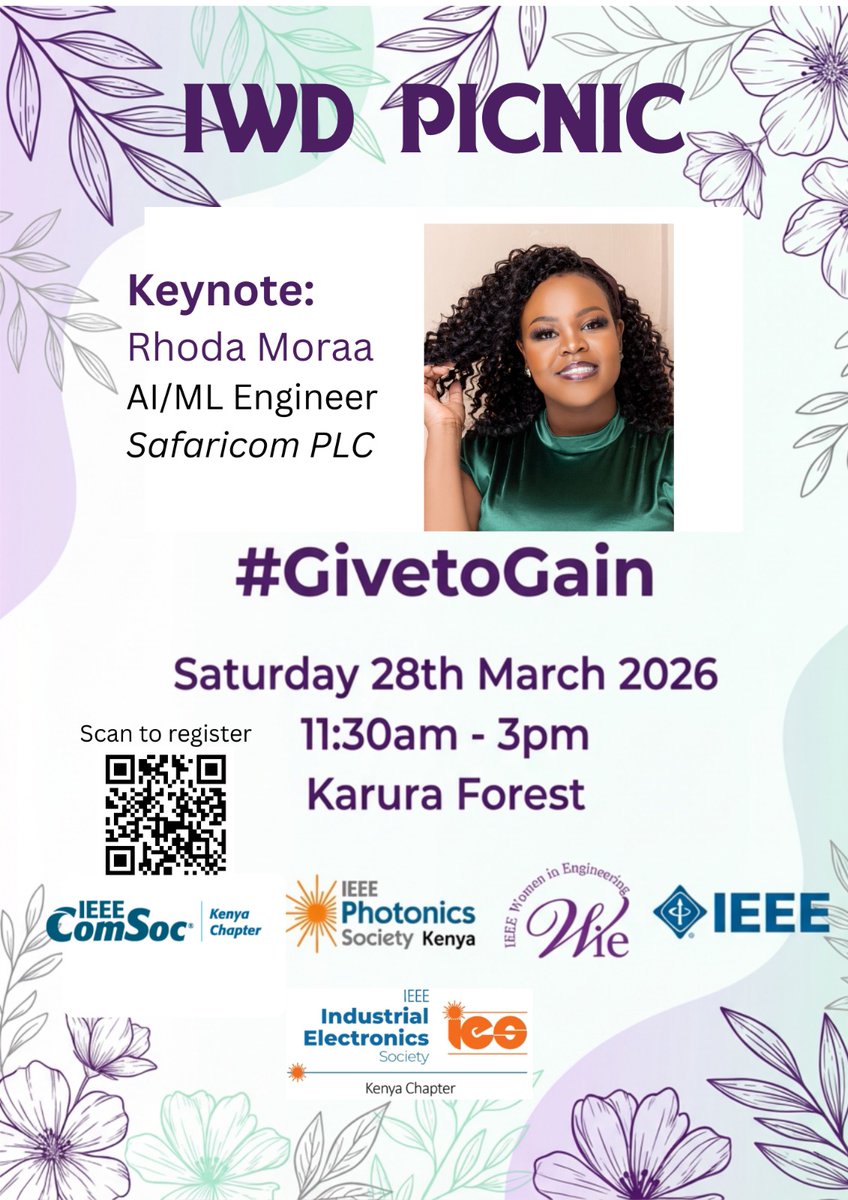 IEEEKenyaComSoc's tweet photo. 📡Excited to welcomeRhoda Moraa
Explore how AI is transforming Telecommunications Engineering—from current networks to the future of intelligent communication systems.
👇 Register: https://t.co/tx8MEoK8eM
#IEEE #WomenInTech #AI #Telecommunications #TechEvents #Networking https://t.co/maSXKuHtKu