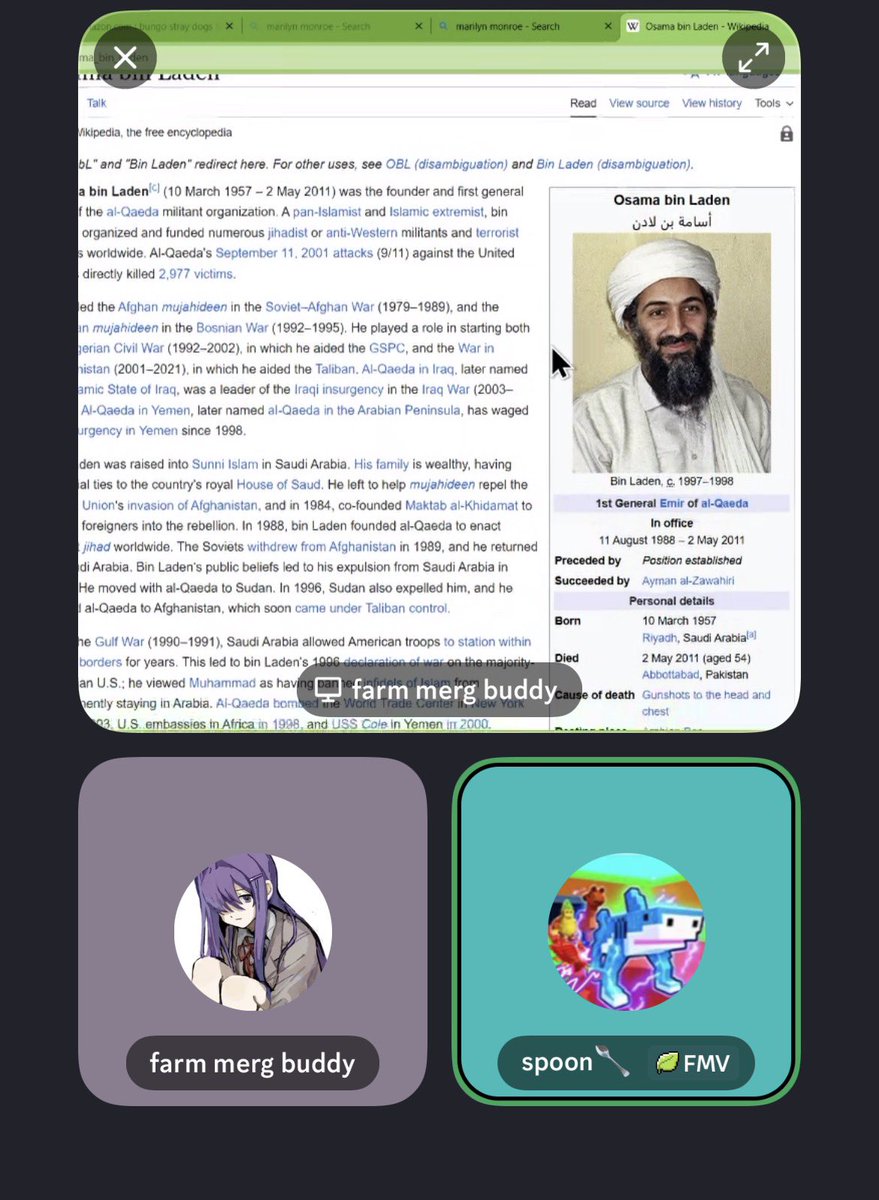 suapleasekissme's tweet image. Bro  @lookfor_m3 This was supposed to be a 5 minute call btw. Now we spent 2 hours looking at osama bin Laden Wiki Page #Stop #Genshinimpact