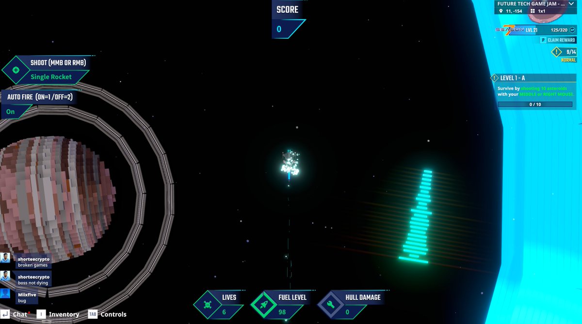 Alexand34675719's tweet photo. Space cruiser mid-battle—had to capture it in The Sandbox Season 7. @TheSandboxGame https://t.co/aaCnEa0ozI #Season7 https://t.co/nB2cRdiV8d