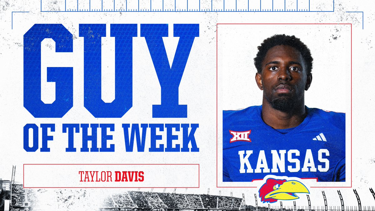 KU_Football's tweet photo. Guy of the Week: @TaylorDavis_27 🔴🔵 https://t.co/19ipMyRfMb