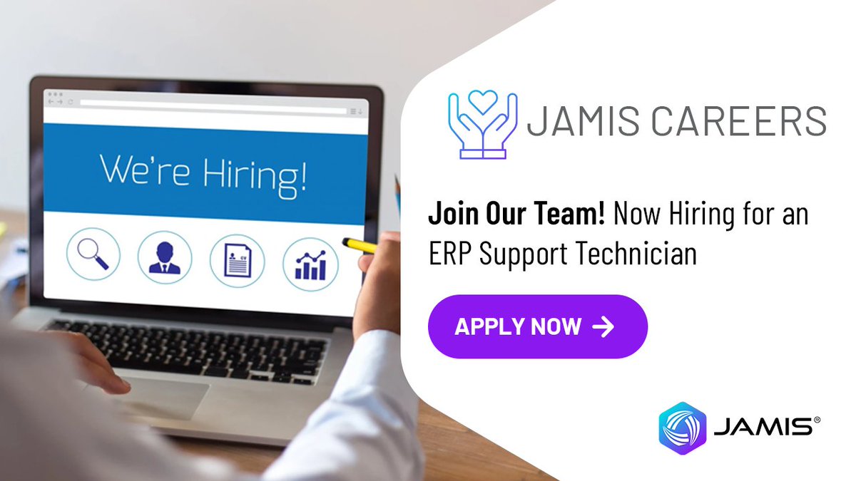 JAMIS_Software's tweet photo. 🚀 We’re Hiring: ERP Support Technician

Looking to grow your career in ERP and work with a team that supports government contractors across the country? We’re expanding at JAMIS and looking for an ERP Support Technician to join our team.
In this role, you’ll:

• Support and troubleshoot ERP solutions for our clients
• Work closely with customers to resolve technical issues
• Gain hands-on experience with JAMIS Prime and government contracting environments

This is a great opportunity for someone who enjoys problem-solving, client interaction, and building expertise in ERP systems.

👉 Learn more and apply here: https://t.co/3YQkp5wwKv

#NowHiring #ERP #TechCareers #CustomerSupport #GovCon #Hiring
